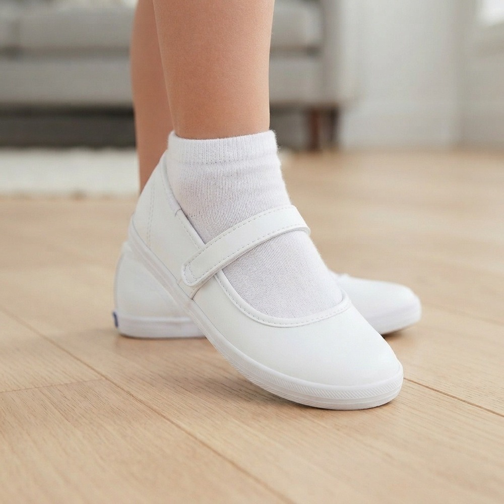 Keds Sloane MJ Mary Jane Kids Size 2.5M White Excellent Memory Foam Hook & Loop